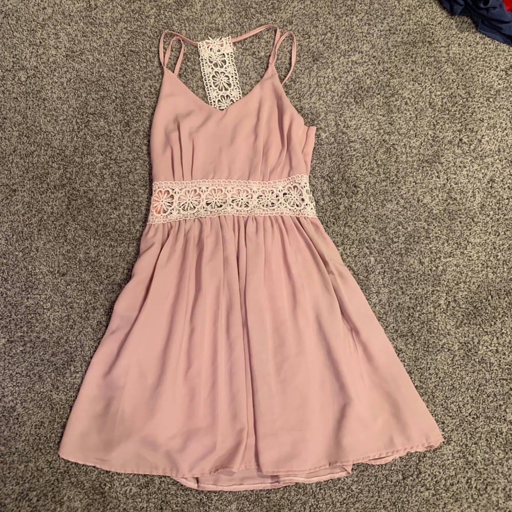 Pink dress with floral cutout